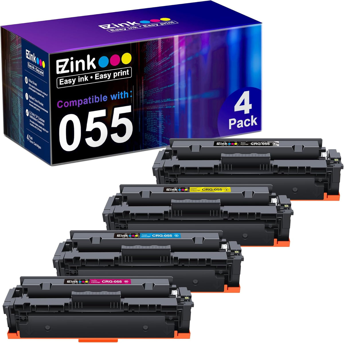 Canon 055 Compatible Toner Cartridge(4 Pack) | E-Z Ink