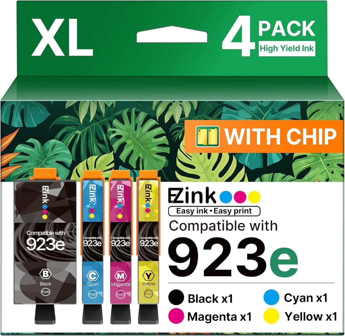 HP 923XL 923e Compatible Ink cartridges(4 Pack with Chip) | E-Z Ink