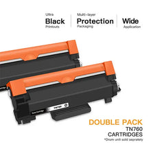 Brother TN760 TN730 Compatible Toner Cartridge (2 Black)