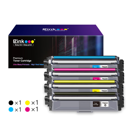 Brother TN221 TN225 Compatible Toner Cartridge (4 Pack) | E-Z Ink