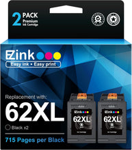 HP 62 62XL Remanufactured Ink Cartridges(2 Black)
