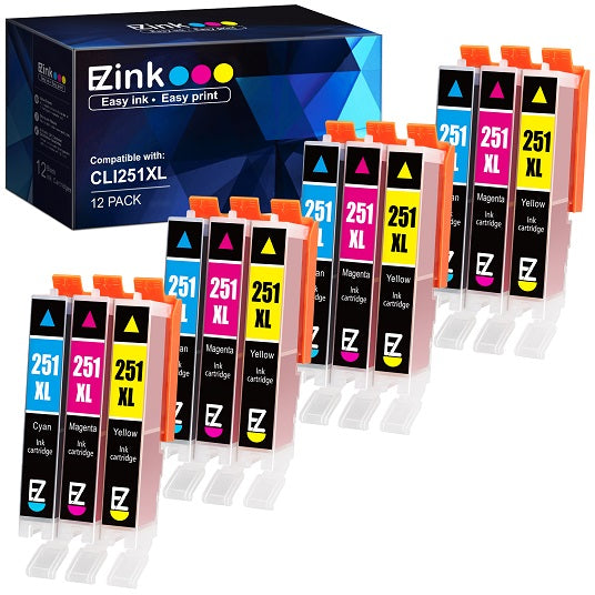 Canon CLI-251XL CLI 251 Compatible Ink Cartridge (12 Pack) | E-Z Ink