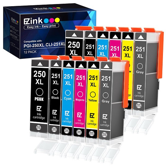 Canon PGI-250XL CLI-251XL Compatible Ink Cartridge (12 Pack) | E-Z Ink