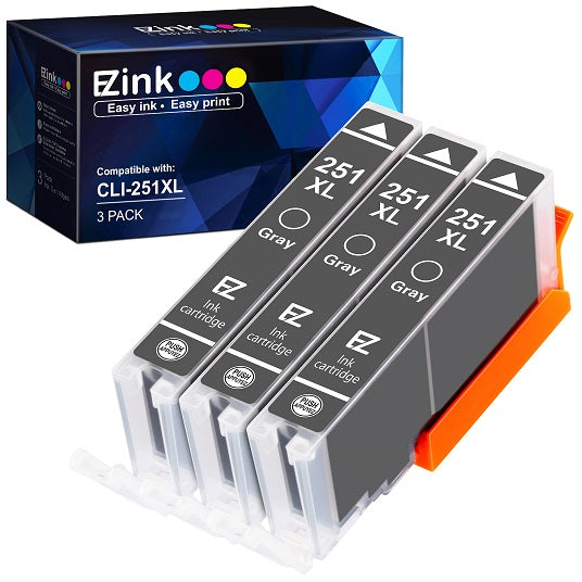 Cartucho De Tinta Gris Compatible Canon 251XL - Pack De 5 Unidades, Ideal Para Impresoras Pixma