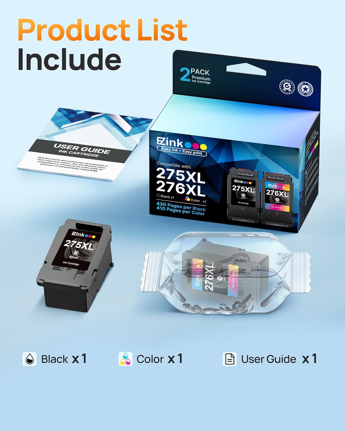 Canon PG-275XL CL-276XL Remanufactured Ink Cartridge (2 Pack 