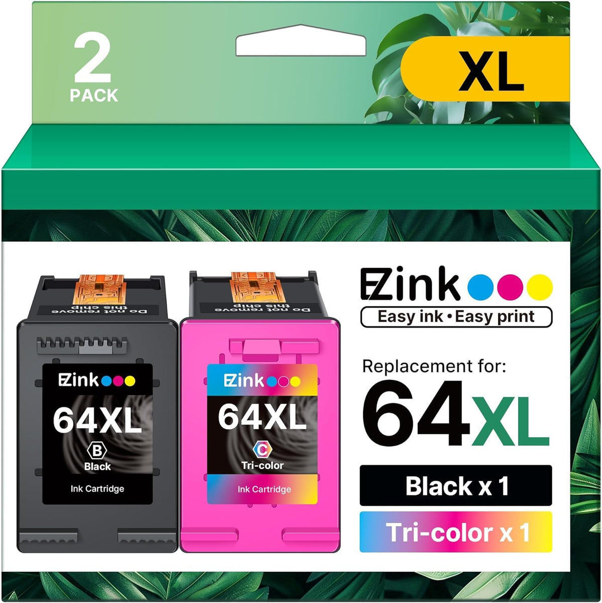 HP 64XL 64 XL High Yield Remanufactured Ink Cartridge (2 Pack) | E-Z Ink