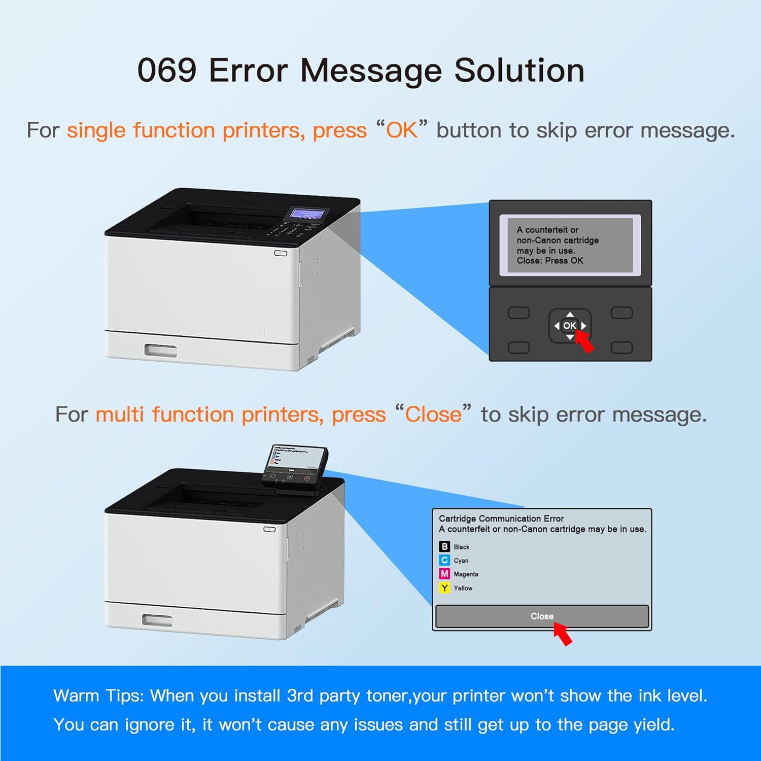 Canon 069 069H Compatible Toner Cartridge(BCMY 4 Pack with Chip