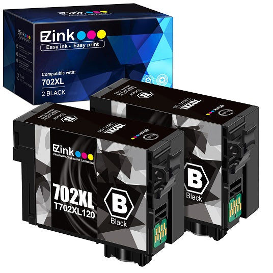 Epson 702XL T702XL Remanufactured Ink Cartridge (2 Black) | E-Z Ink
