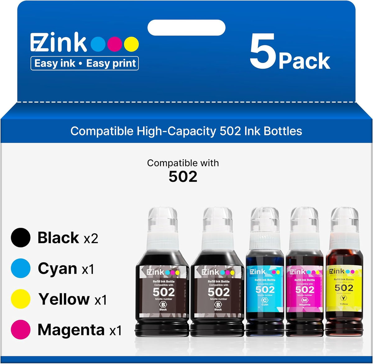 Epson 502 522 Compatible Ink Bottle (5 Pack) | E-Z Ink