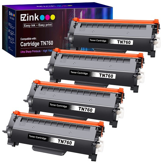 E-Z Ink TN760 Toner for Brother Printers, 4 Black