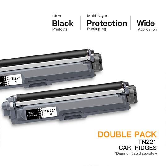 Brother TN221 TN-221 Compatible Toner Cartridge (2 Black