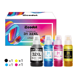 HP 31 32XL Compatible Refill Ink Bottles (4 Pack)