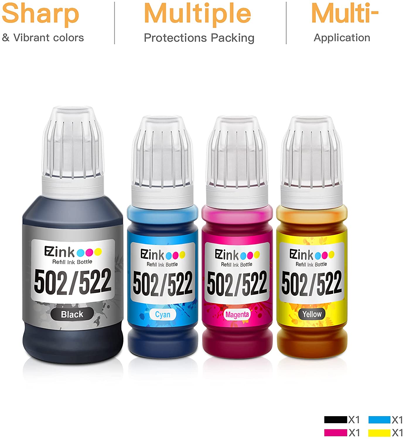 Epson 502 522 Compatible Ink Bottle (4 Pack) EZ Ink
