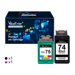 HP 74XL & 75XL Remanufactured Ink Cartridge (1 Black, 1 Tri-Color)