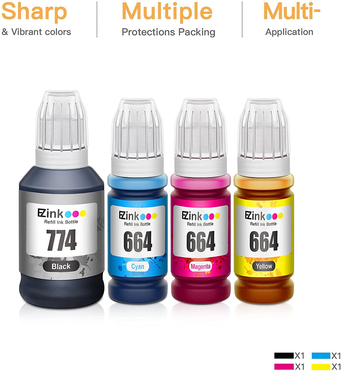 Epson 774 664 Compatible Ink Bottle (4 Pack) | E-Z Ink