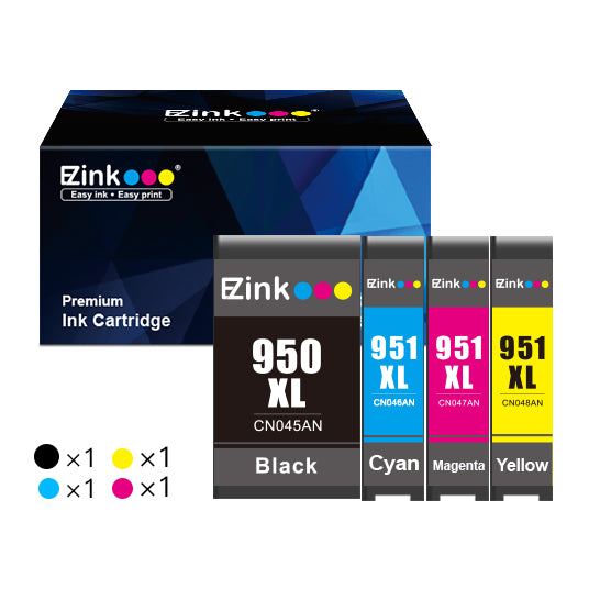4-Pack HP 950XL 951XL Ink Cartridges – High Yield Black, Cyan, Magenta, Yellow – For OfficeJet Pro 8600, 8100, 276dw Series