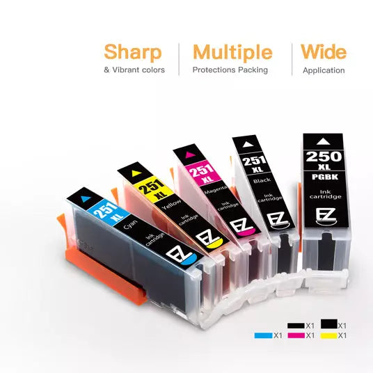 20 Cartucce Inchiostro Compatibili Per Canon PGI-250XL CLI-251XL - Set Completo Nero E Colore Per Stampanti Pixma