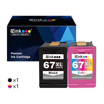 HP 67 67XL Remanufactured Ink Cartridge (1 Black,1 Tri-Color)