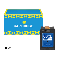 HP 60XL 60 XL High Yield Remanufactured Ink Cartridge (2 Black)