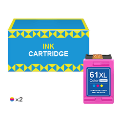 HP 61XL 61 XL High Yield Remanufactured Ink Cartridge (2 Tri-Color)