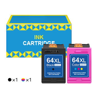 HP 64XL 64 XL High Yield Remanufactured Ink Cartridge (2 Pack)