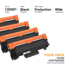 Brother TN760 TN730 Compatible Toner Cartridge (4 Black)