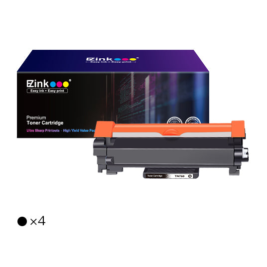 Brother TN760 TN730 Compatible Toner Cartridge (4 Black) | E-Z Ink